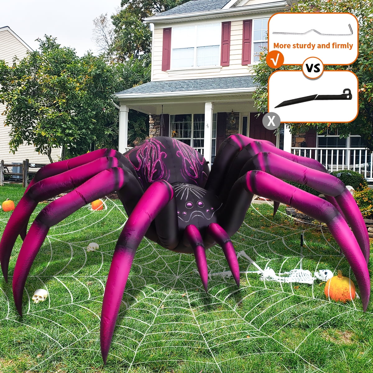 Halloween Inflatables 9 FT Inflatable Spider with Built-In LED Lights, Giant Spider Inflatable Halloween Blow up Spider, Outdoor Halloween Decorations Spider Blow up for Halloween Holiday Party