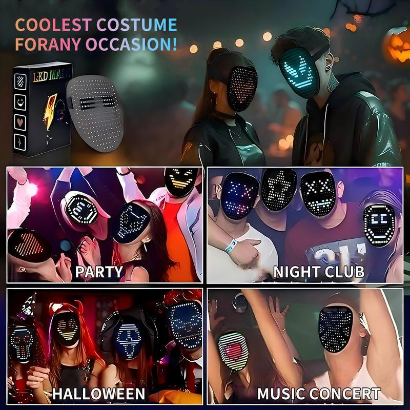 Westdeer 2025 New Halloween LED Mask,Light up Mask with Gesture Sensing, Color-Changing Mask with 50 Built-In Styles,The Perfect Gift for Someone Special, Scary LED Skeleton Mask,Glow in the Dark Mask for Halloween Costume Party