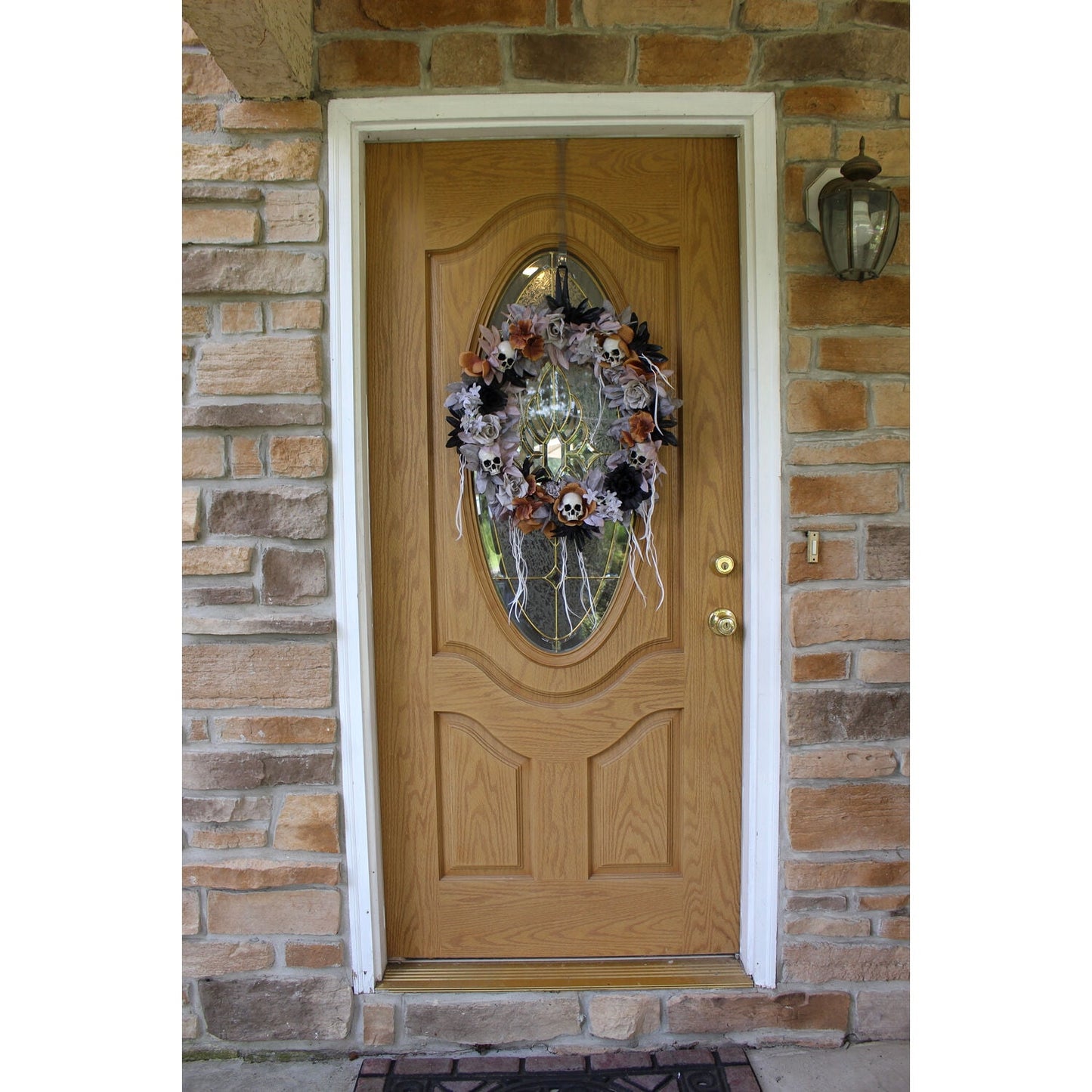 22 in Halloween Autumn Wreath with Skulls, Multicolor, HHWRTHSKL-7