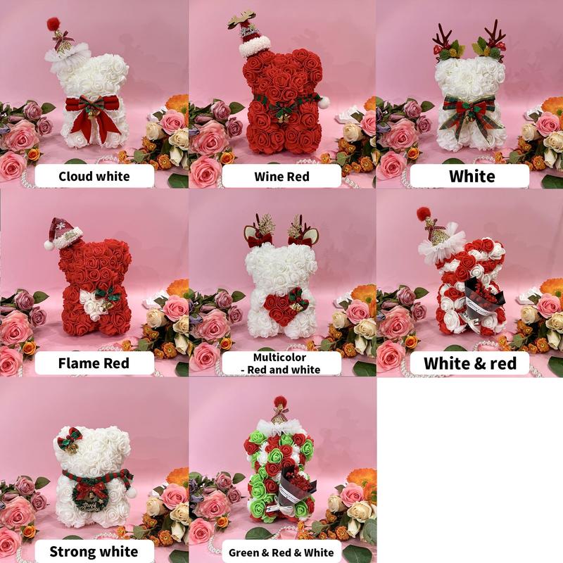 Christmas Themed Artificial Rose Bear, 1 Count Cute Artificial Flower with Accessories, Party Gift and Supplies, Halloween