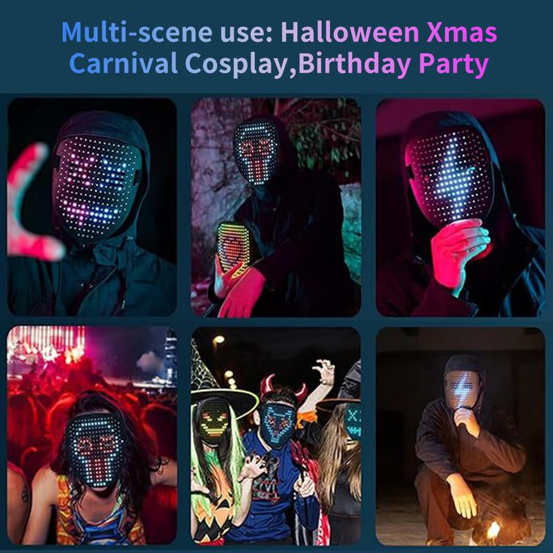 Westdeer 2025 New Halloween LED Mask,Light up Mask with Gesture Sensing, Color-Changing Mask with 50 Built-In Styles,The Perfect Gift for Someone Special, Scary LED Skeleton Mask,Glow in the Dark Mask for Halloween Costume Party
