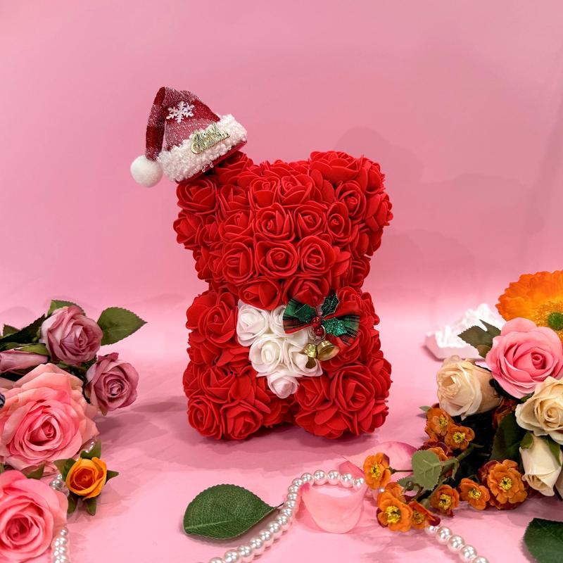 Christmas Themed Artificial Rose Bear, 1 Count Cute Artificial Flower with Accessories, Party Gift and Supplies, Halloween