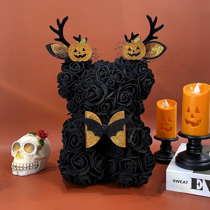 Christmas Themed Artificial Rose Bear, 1 Count Cute Artificial Flower with Accessories, Party Gift and Supplies, Halloween