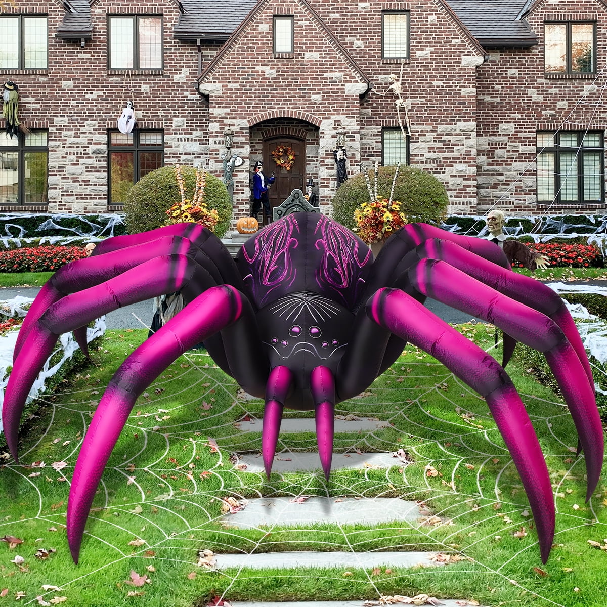 Halloween Inflatables 9 FT Inflatable Spider with Built-In LED Lights, Giant Spider Inflatable Halloween Blow up Spider, Outdoor Halloween Decorations Spider Blow up for Halloween Holiday Party