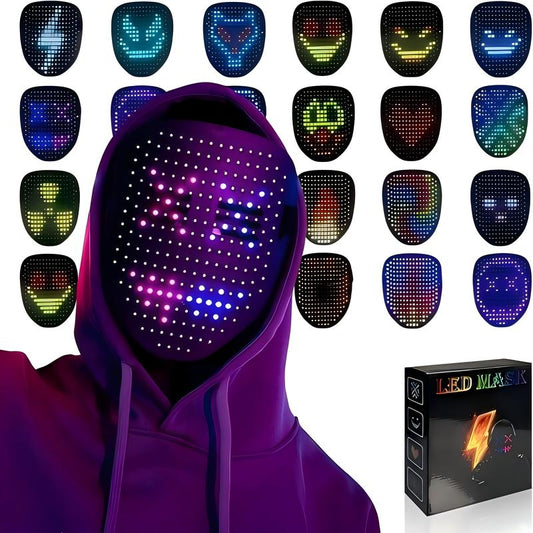 Westdeer 2025 New Halloween LED Mask,Light up Mask with Gesture Sensing, Color-Changing Mask with 50 Built-In Styles,The Perfect Gift for Someone Special, Scary LED Skeleton Mask,Glow in the Dark Mask for Halloween Costume Party