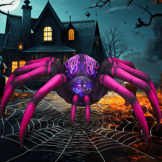 Halloween Inflatables 9 FT Inflatable Spider with Built-In LED Lights, Giant Spider Inflatable Halloween Blow up Spider, Outdoor Halloween Decorations Spider Blow up for Halloween Holiday Party